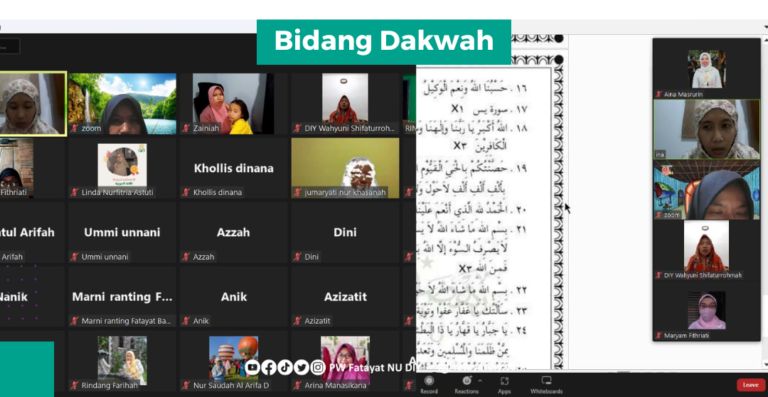 PW Fatayat NU DIY Gelar Istighosah Virtual dalam Rangka Satu Abad Nahdlatul Ulama